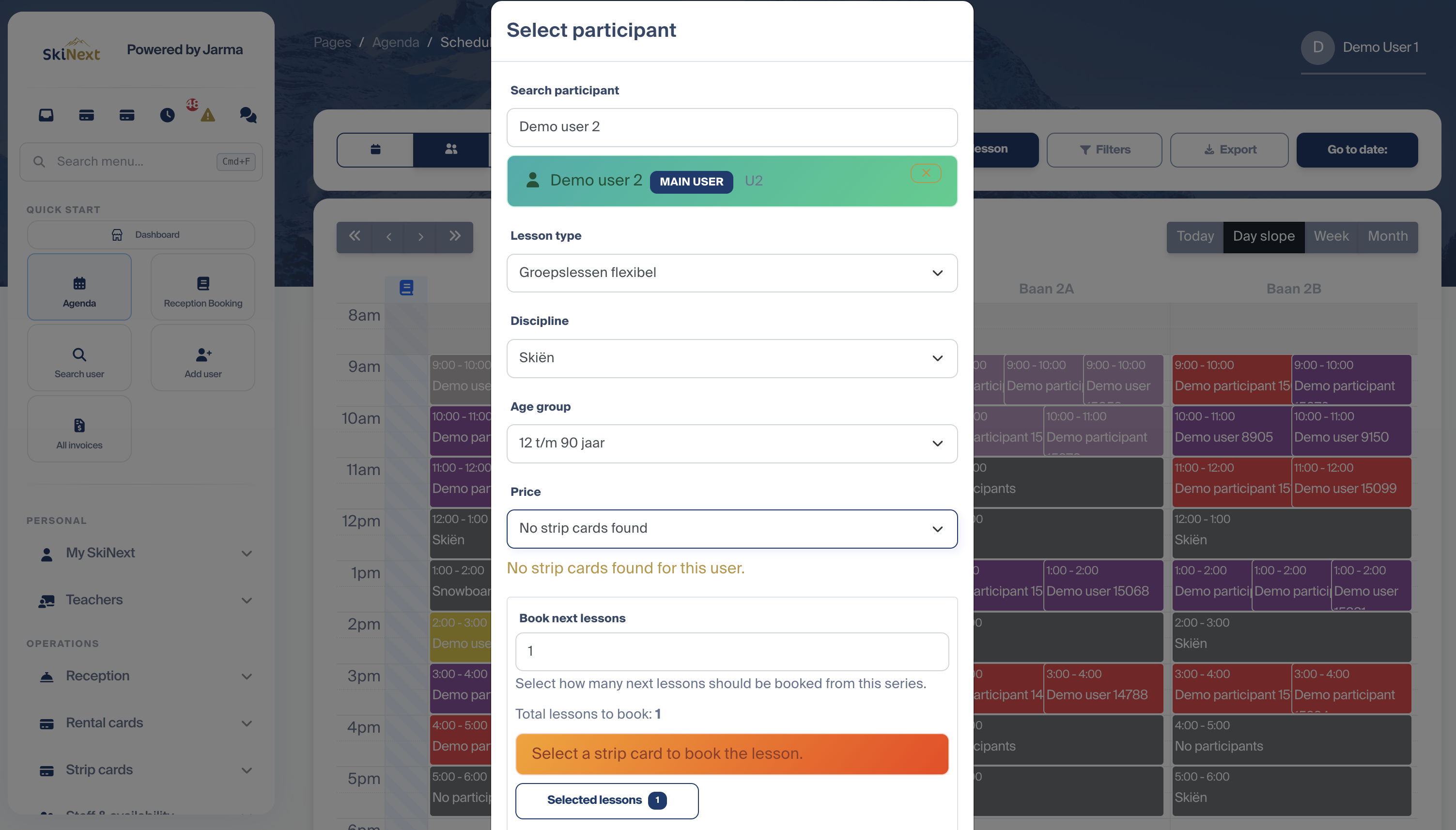 Kursdetails in der Agenda 2.0 in SkiNext
